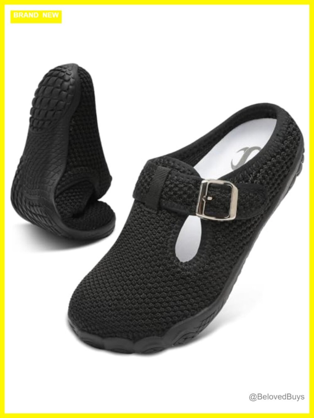 Womens Mules Wide Slip On Adjustable Knitted Flat Diabetic Sandals